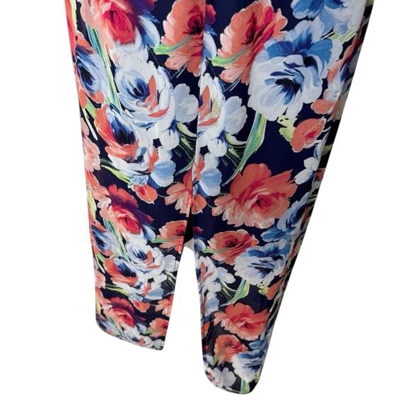 Lili Rose Maxi Dress Printed Back Floral Boho Blue Orange Summer Size Medium - Picture 6 of 10